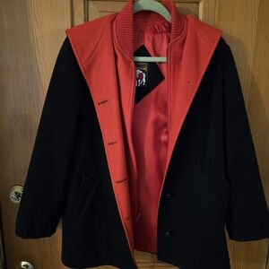 Vintage Mackintosh Navy/Red 100% Wool Vest Jacket Peacoat Women's 6 Made In USA